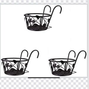 Set of 3 Iron Hanging Flower Baskets